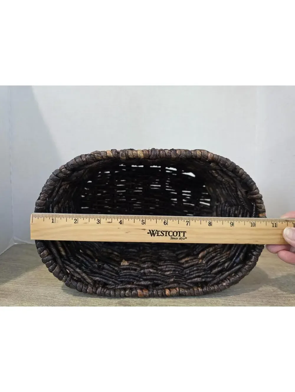 Vtg Woven Rattan Oval Storage/ Plant Basket 11